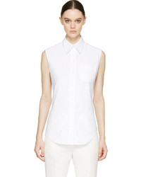 Женская белая рубашка без рукавов от Thom Browne