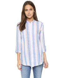 Женская белая рубашка в вертикальную полоску от AG Jeans