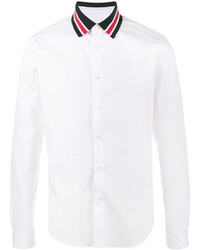 Мужская белая рубашка в вертикальную полоску от Valentino