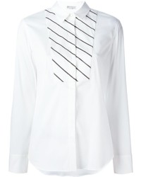 Женская белая рубашка в горизонтальную полоску от Brunello Cucinelli