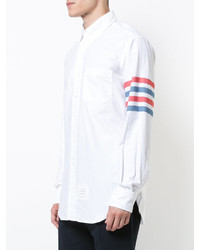 Мужская белая рубашка в горизонтальную полоску от Thom Browne