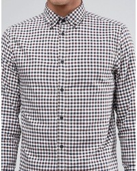 Мужская белая рубашка в мелкую клетку от Selected