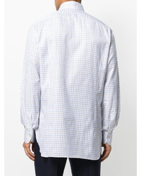 Мужская белая рубашка в шотландскую клетку от Kiton