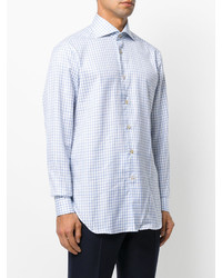 Мужская белая рубашка в шотландскую клетку от Kiton