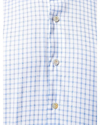 Мужская белая рубашка в шотландскую клетку от Kiton