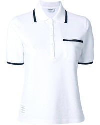 Женская белая рубашка поло в вертикальную полоску от Thom Browne