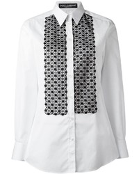 Женская белая рубашка с вышивкой от Dolce & Gabbana