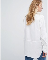 Женская белая рубашка с вышивкой от Monki