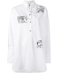 Женская белая рубашка с вышивкой от Kenzo