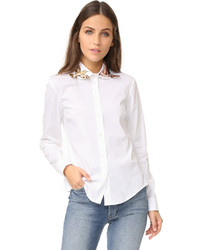 Женская белая рубашка с вышивкой от RED Valentino