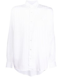 Мужская белая рубашка с длинным рукавом в вертикальную полоску от Acne Studios