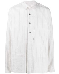 Мужская белая рубашка с длинным рукавом в вертикальную полоску от Ann Demeulemeester