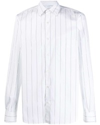 Мужская белая рубашка с длинным рукавом в вертикальную полоску от Aspesi