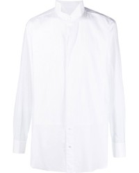 Мужская белая рубашка с длинным рукавом в вертикальную полоску от Brioni