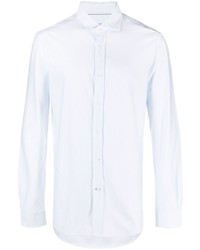 Мужская белая рубашка с длинным рукавом в вертикальную полоску от Brunello Cucinelli