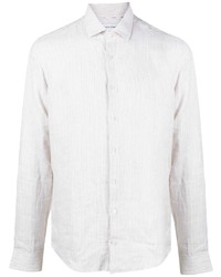 Мужская белая рубашка с длинным рукавом в вертикальную полоску от Calvin Klein