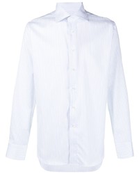 Мужская белая рубашка с длинным рукавом в вертикальную полоску от Canali