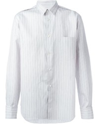 Мужская белая рубашка с длинным рукавом в вертикальную полоску от Comme des Garcons