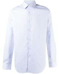 Мужская белая рубашка с длинным рукавом в вертикальную полоску от Corneliani