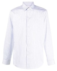 Мужская белая рубашка с длинным рукавом в вертикальную полоску от FURSAC