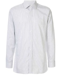 Мужская белая рубашка с длинным рукавом в вертикальную полоску от Gieves & Hawkes