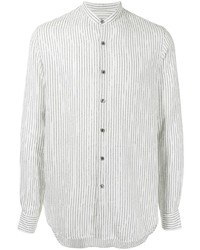 Мужская белая рубашка с длинным рукавом в вертикальную полоску от Giorgio Armani