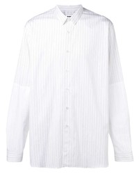 Мужская белая рубашка с длинным рукавом в вертикальную полоску от Jil Sander