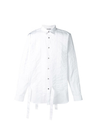 Мужская белая рубашка с длинным рукавом в вертикальную полоску от Jil Sander