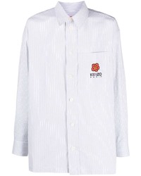 Мужская белая рубашка с длинным рукавом в вертикальную полоску от Kenzo