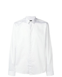 Мужская белая рубашка с длинным рукавом в вертикальную полоску от Les Hommes