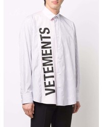 Мужская белая рубашка с длинным рукавом в вертикальную полоску от Vetements