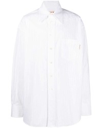 Мужская белая рубашка с длинным рукавом в вертикальную полоску от Marni