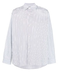 Мужская белая рубашка с длинным рукавом в вертикальную полоску от mfpen