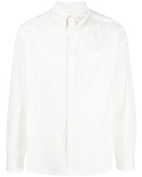 Мужская белая рубашка с длинным рукавом в вертикальную полоску от MM6 MAISON MARGIELA