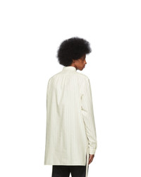 Мужская белая рубашка с длинным рукавом в вертикальную полоску от Gucci