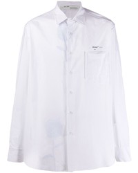 Мужская белая рубашка с длинным рукавом в вертикальную полоску от Off-White
