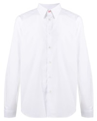 Мужская белая рубашка с длинным рукавом в вертикальную полоску от PS Paul Smith