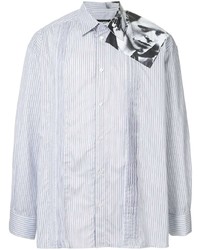 Мужская белая рубашка с длинным рукавом в вертикальную полоску от Raf Simons