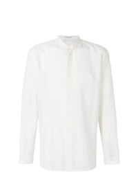 Мужская белая рубашка с длинным рукавом в вертикальную полоску от Saint Laurent