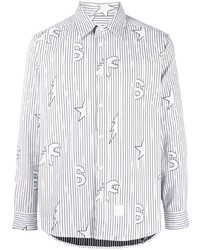 Мужская белая рубашка с длинным рукавом в вертикальную полоску от SPORT b. by agnès b.