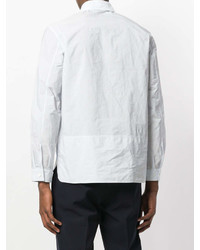 Мужская белая рубашка с длинным рукавом в вертикальную полоску от Prada