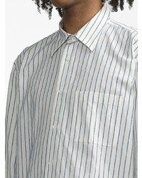 Мужская белая рубашка с длинным рукавом в вертикальную полоску от Sunflower