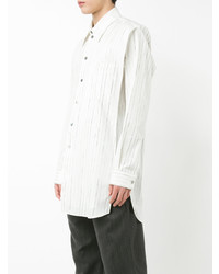 Мужская белая рубашка с длинным рукавом в вертикальную полоску от Ann Demeulemeester Grise