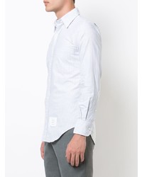 Мужская белая рубашка с длинным рукавом в вертикальную полоску от Thom Browne