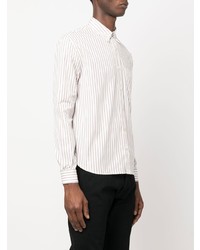 Мужская белая рубашка с длинным рукавом в вертикальную полоску от Saint Laurent