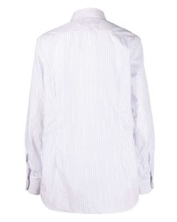 Мужская белая рубашка с длинным рукавом в вертикальную полоску от Corneliani