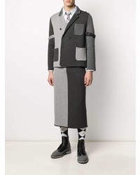 Мужская белая рубашка с длинным рукавом в вертикальную полоску от Thom Browne