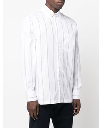 Мужская белая рубашка с длинным рукавом в вертикальную полоску от Lanvin