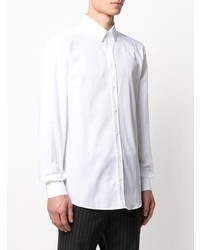 Мужская белая рубашка с длинным рукавом в вертикальную полоску от Dolce & Gabbana