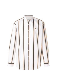 Мужская белая рубашка с длинным рукавом в вертикальную полоску от Vivienne Westwood Anglomania